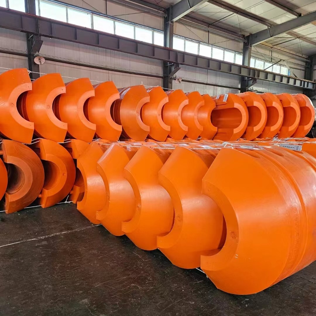 Impact Resistant HDPE Pipe Floater In Yellow/Orange With Rotational Molding Production