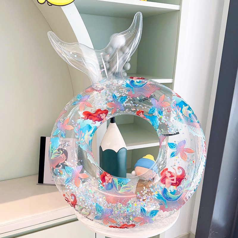 Kids' Outdoor Pool Fun with Inflatable Fish Tail Float Decorations and Swim Tubes
