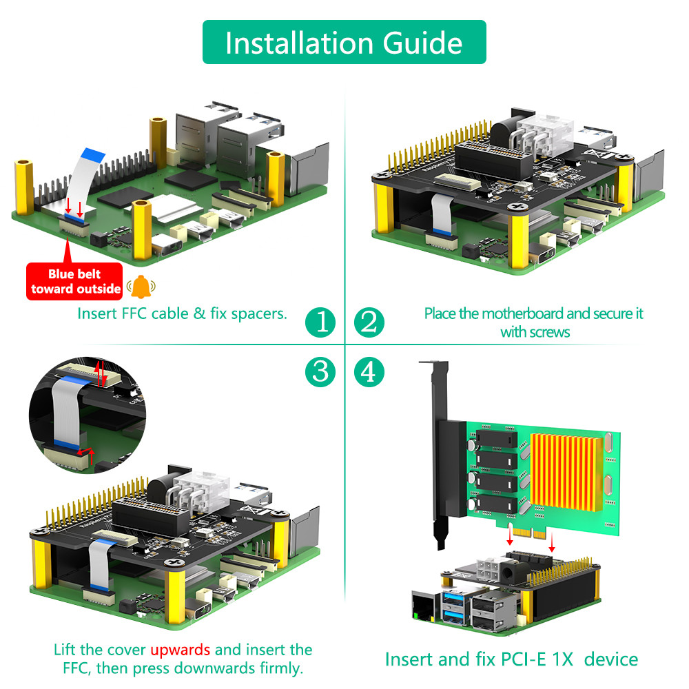 New Version PCI-E Express PCI-e 1x Adapter With External 12V Power For Raspberry Pi