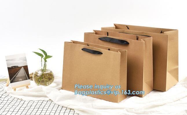 Custom Printed Accept Wholesale Stock White Brown Kraft Paper Shopping Bag With Handle No Minimum, carrier handle bags
