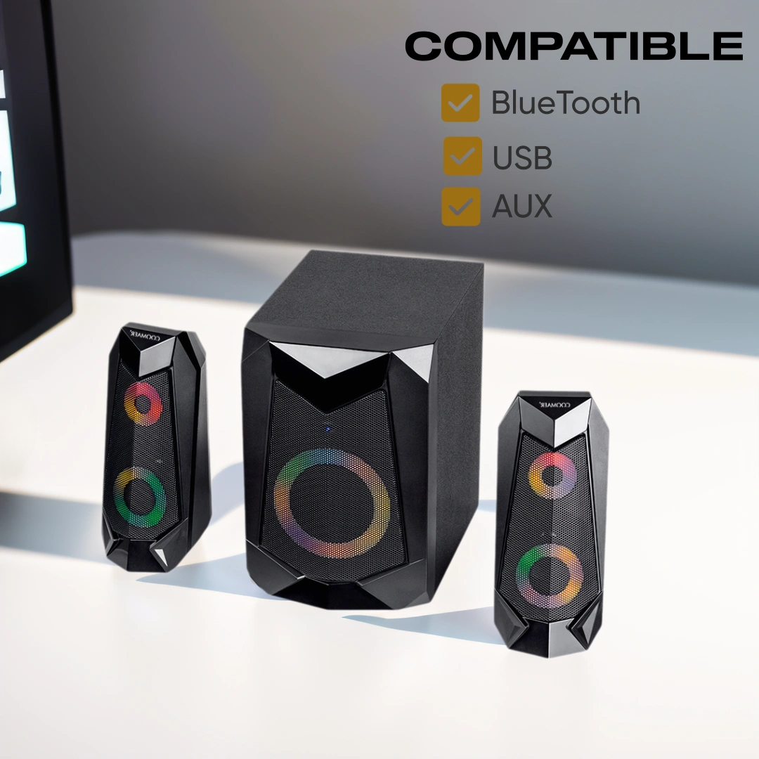 RGB LED Lighting 2.1 Channel Speakers Audio System SKD for Professional Surround Sound