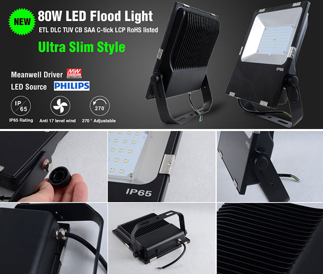 Commercial Smd Led Indoor Flood Lights 80W 9100 Lm 120 Degrees Beam Angle