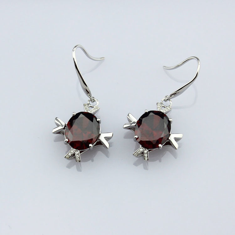 Women Jewelry Sterling 925 Silver Citrine Cubic Zirconia Dangle Earrings (E07)