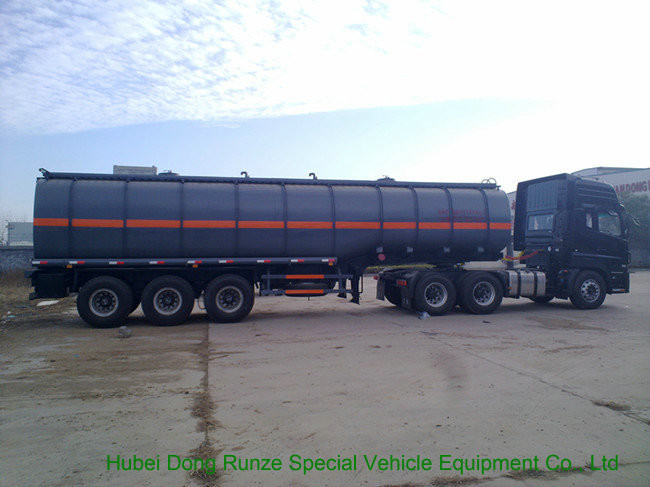 Tri Axles Caustic Soda Chemical Delivery Truck For 30 - 45MT Sodium Hydroxide