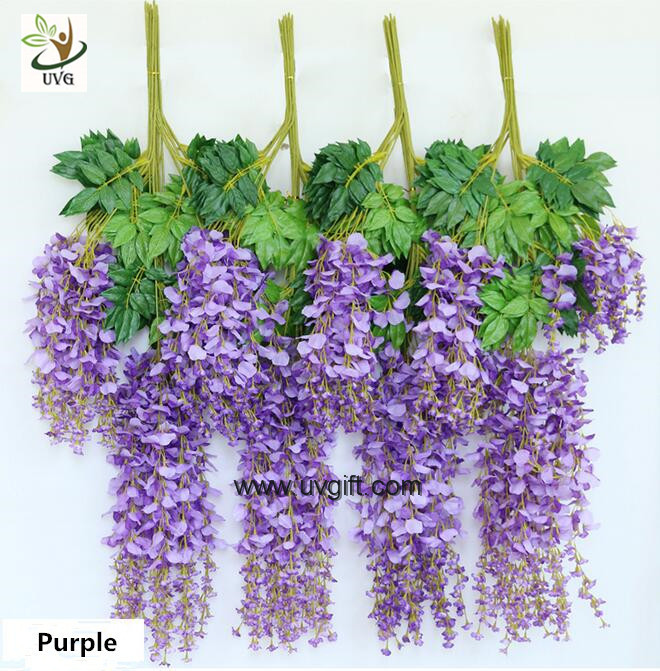 UVG 110cm faux floral arrangements long shoot wisteria silk flowers for wedding decoration WIS016