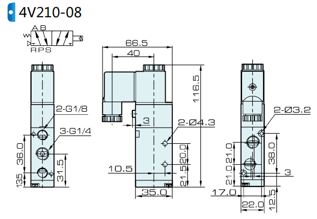 4V210-08 5/2 Way 1/4'' Airtac Solenoid Valve DC24V AC220V 4V210-08-B 0
