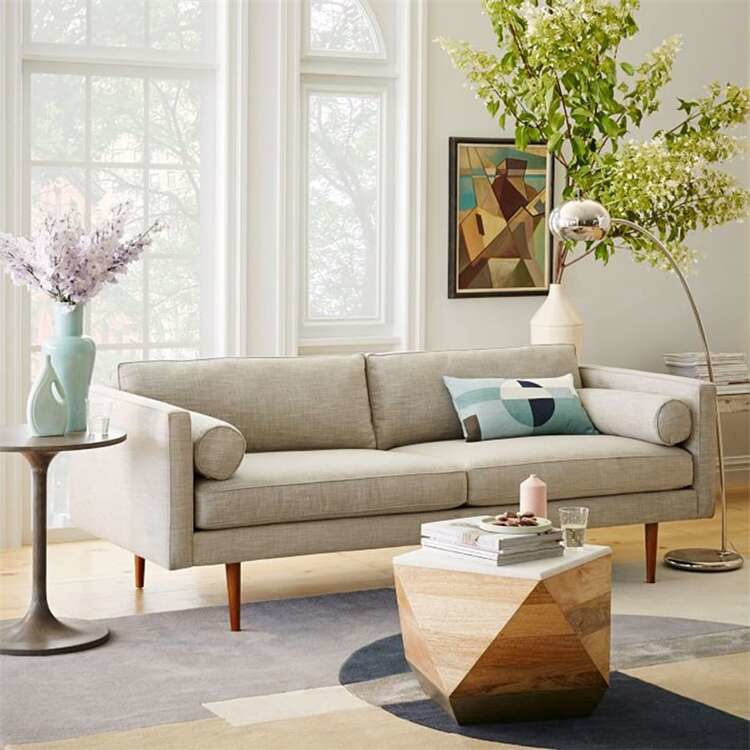 Solid Wood Plywood Living Room Sofas Couches Leather Cover