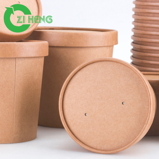 Disposable Round Fast Food Box Printed Customized Packing Kraft Paper Bowl