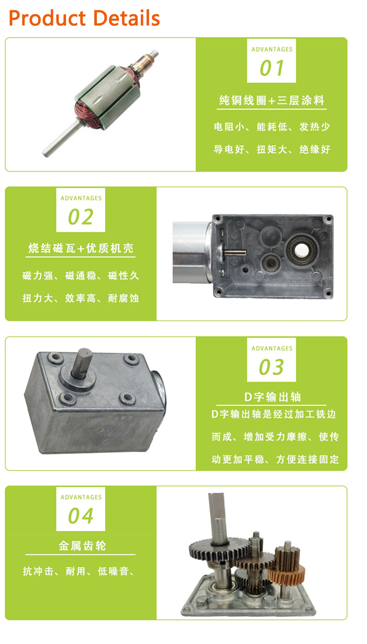 Faradyi Customized 12V 24V High Torque Brush Motor Turbo Worm Gear Motor Speed Control Motor