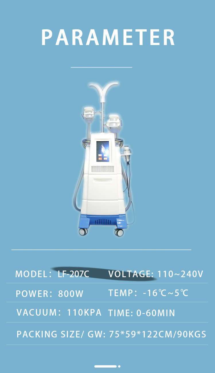 Hot sale !!! 4 Cryo handles cryolipolysis 5mhz rf cavitation cryolipolysis body slimming machine LF-207C