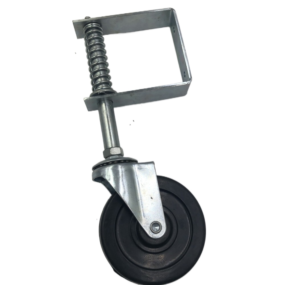 House Outdoor Garden Fence Gate Wheel in Black Powder Coated Metal Sliding Design