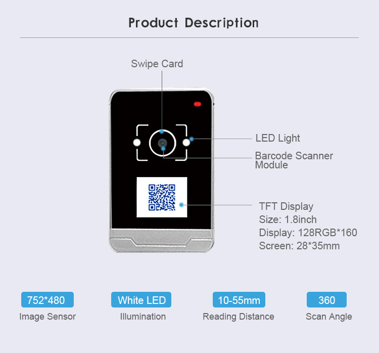 Auto Sense 752X480 Card Reader Access Control System ARM DSP Core Processor