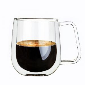 Buy cheap 12oz Clear Glass Coffee Mug Double Wall Insulated Glasses product