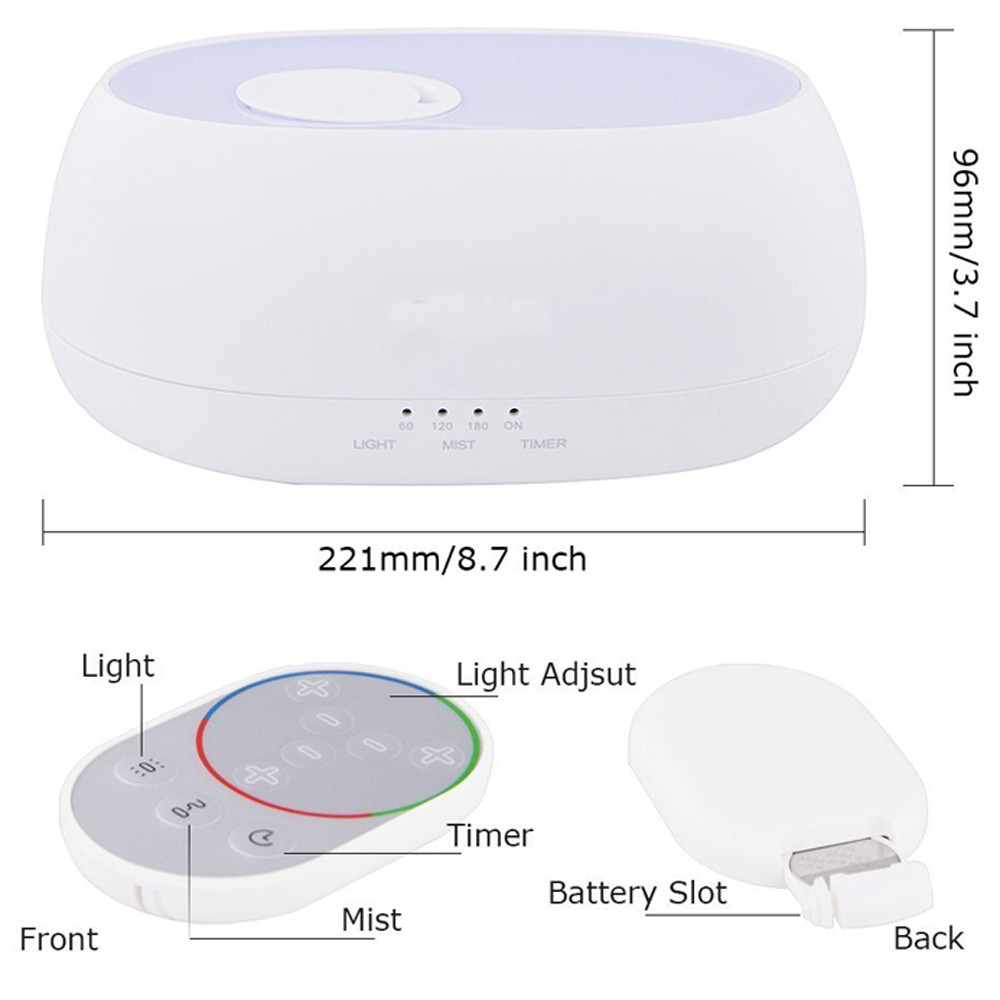 500ml Ultrasonic Plastic Aroma Diffuser With Remote Controller