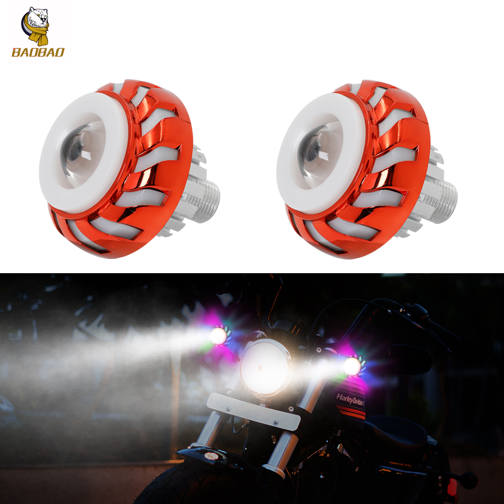 Circle Angel Devil Eye Colorful LED Projector Motorcycle Headlight