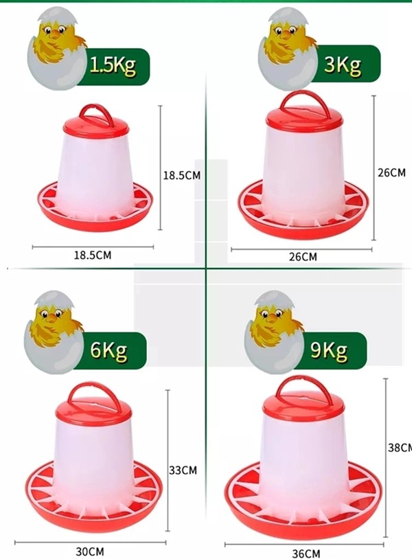 Broiler Outdoor 3kg Plastic Poultry Feed Trays Chicken Drinker