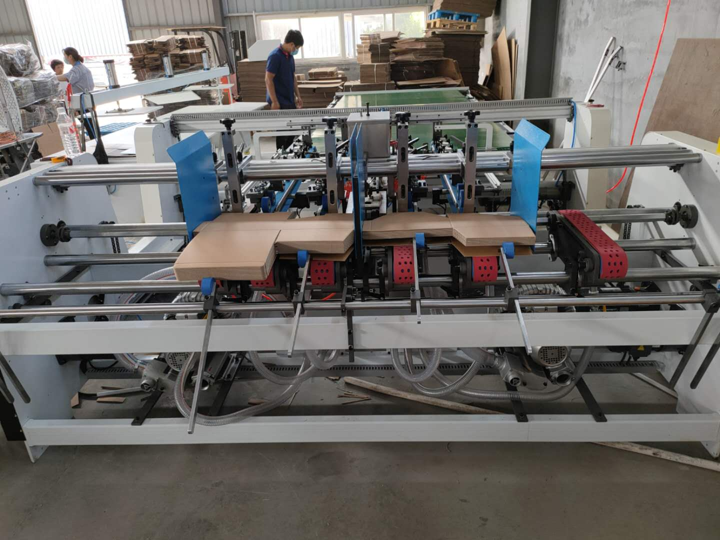 Double Piece Corrugated Carton Folder Gluer Machine For Sheet Pasting