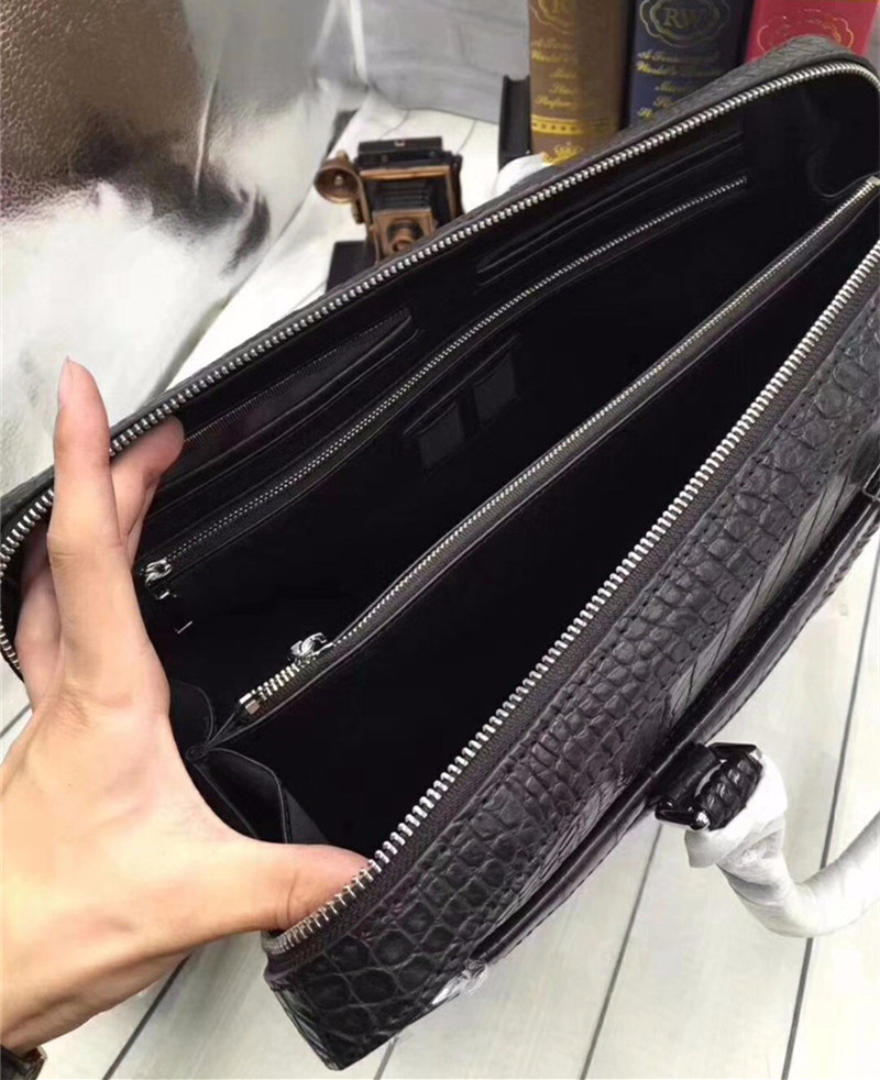 Business Style Genuine Crocodile Belly Skin Men's Working Bag Briefcase Exotic Real Alligator Leather Male Large Handbag