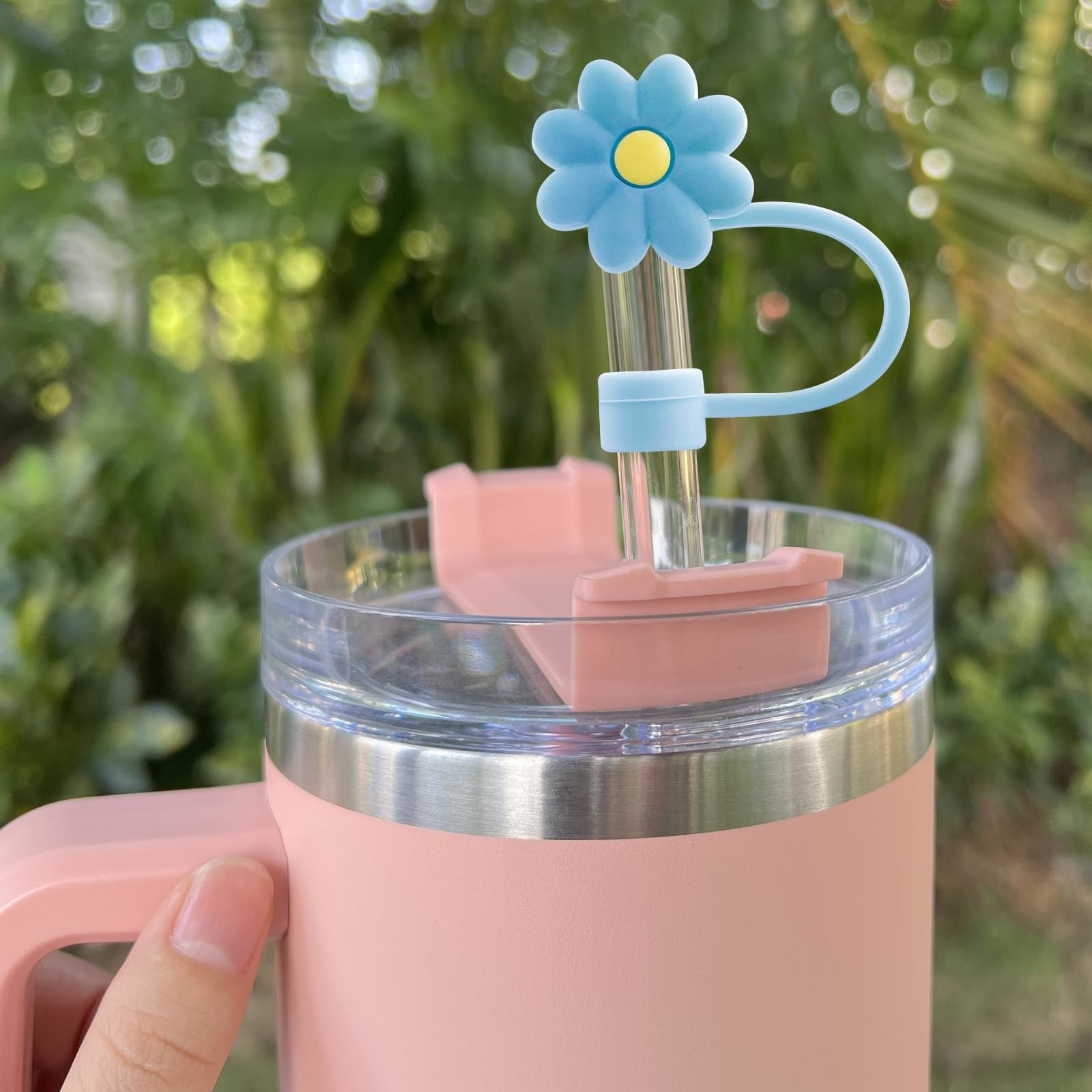 Silicone Flower Straw Toppers Reusable Covers And Caps For 9-10mm Straws Fits Stanley 30 & 40oz Stambler Stanley Cap Lid