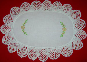 Rectangular coffee table linen table cloth table, Corcheted Lace Table linen, Tablecloth