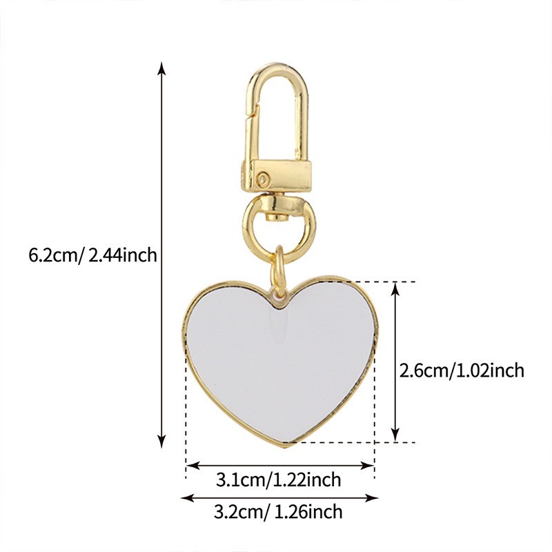 Blank Round And Heart Shape Sublimation Key Ring Bag Hanging Ornaments Accessories