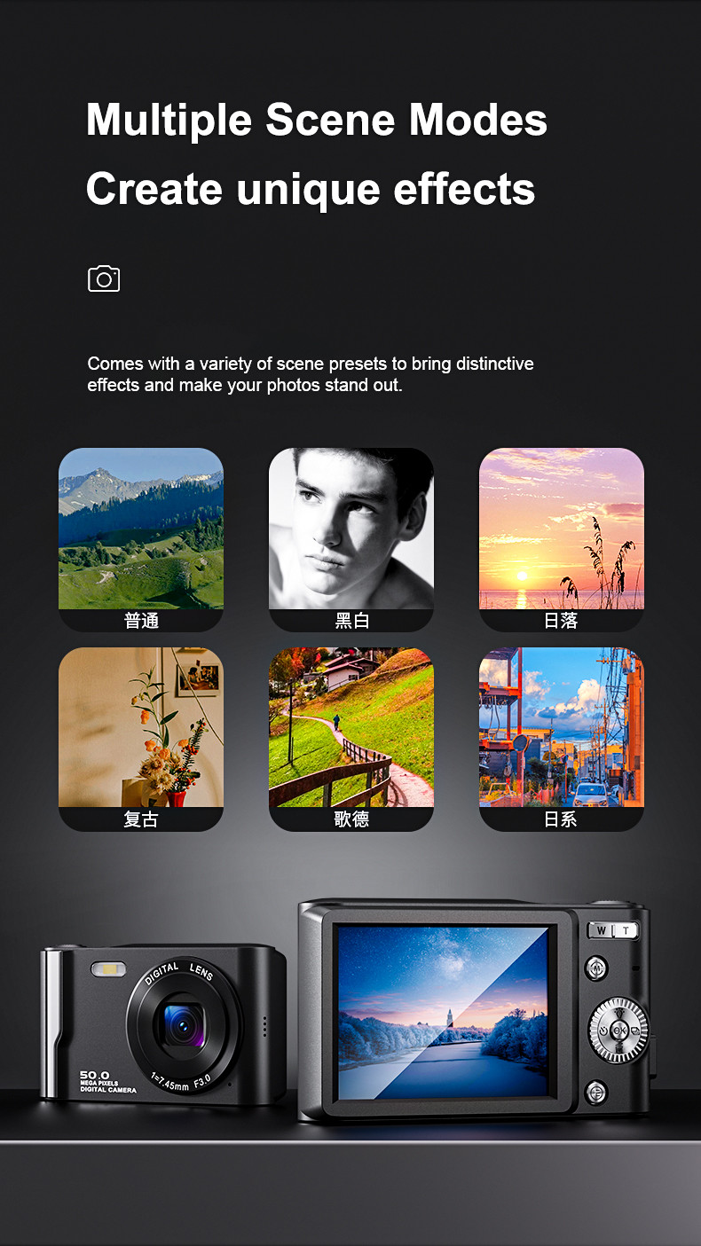 48MP Full HD Digital Video Camera Built-in Fill Light for Low Light Settings 32GB Storage Capacity