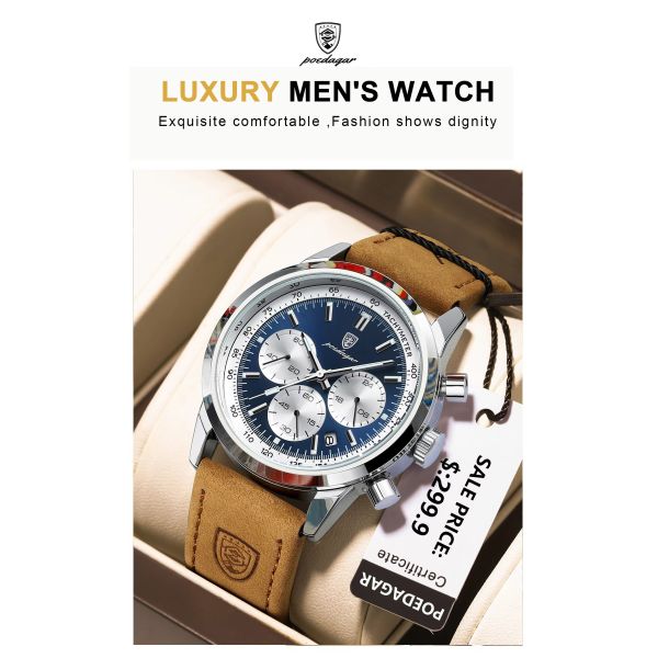 Waterproof Men's Quartz Watch · Features Leather Strap and Buckle Clasp | OEM Wholesale Available - SHX Made in China