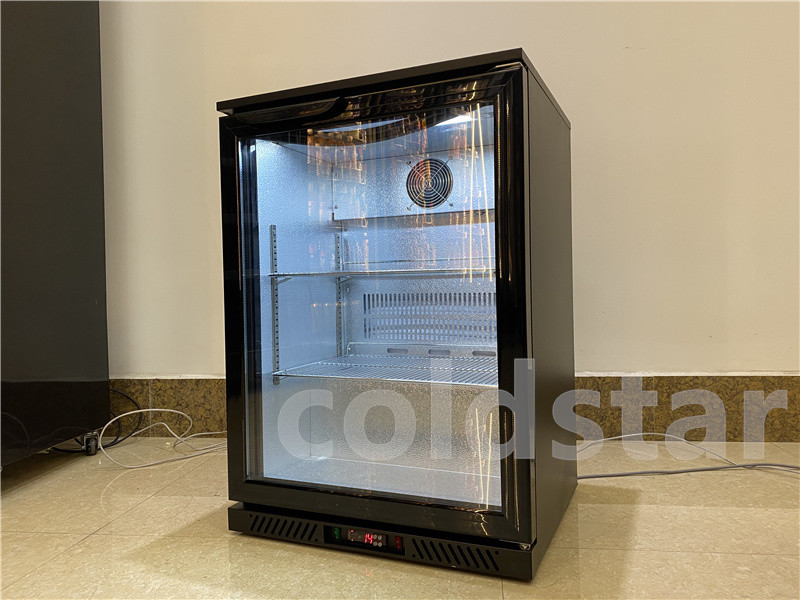 Single Door Hinged Commercial Bar Fridge Black Beer Display Chiller