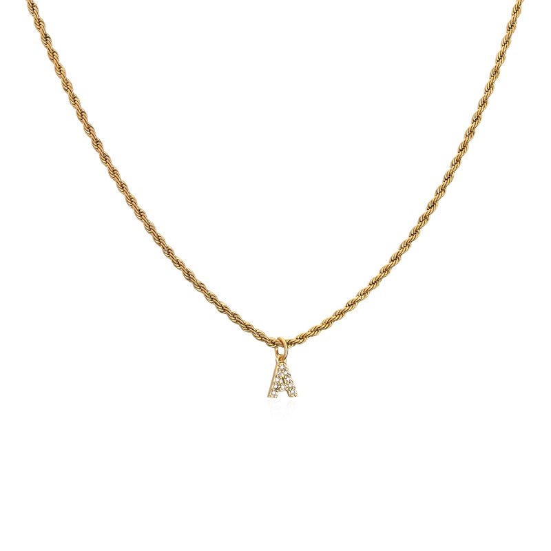 Anniversary 18k Gold Necklace Jewelry Custom Gold Initial Letter Necklace