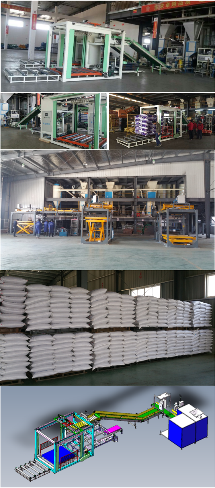 12.7KW Automatic Palletizer Machine For Stacking 50kg Bags In Pallet