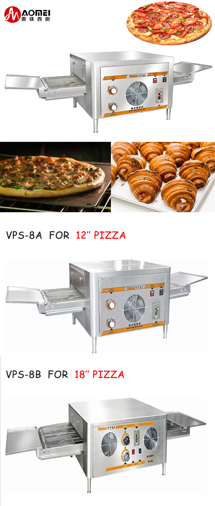 1500x600x430 mm Stainless Steel Conveyor Baking Oven for Easy Cleaning and Pizza