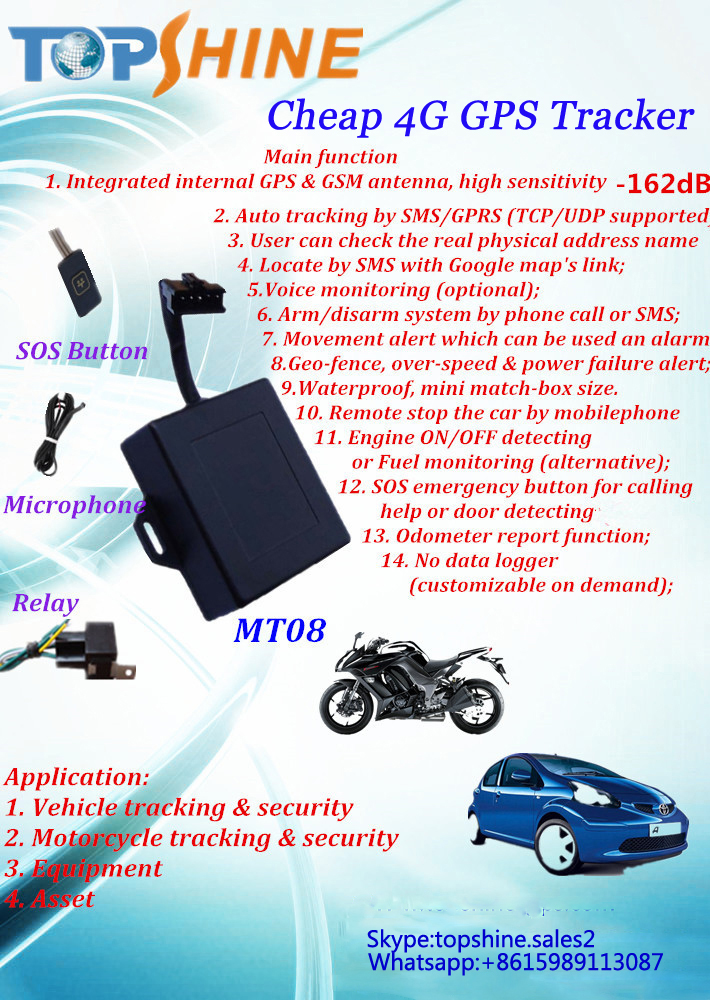 FCC CE Motorcycles Ebike Tracking Device 4G Wifi GPS Tracker With Industrial CPU