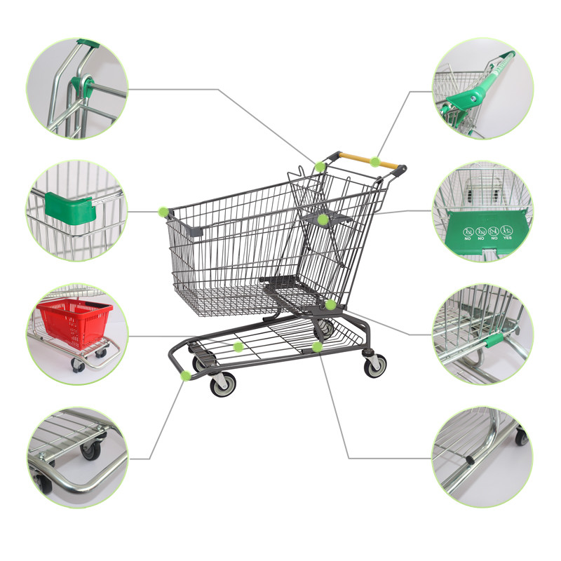 Multifunctional Supermarket Shopping Trolley Electrophoresis Metal Shopping Cart