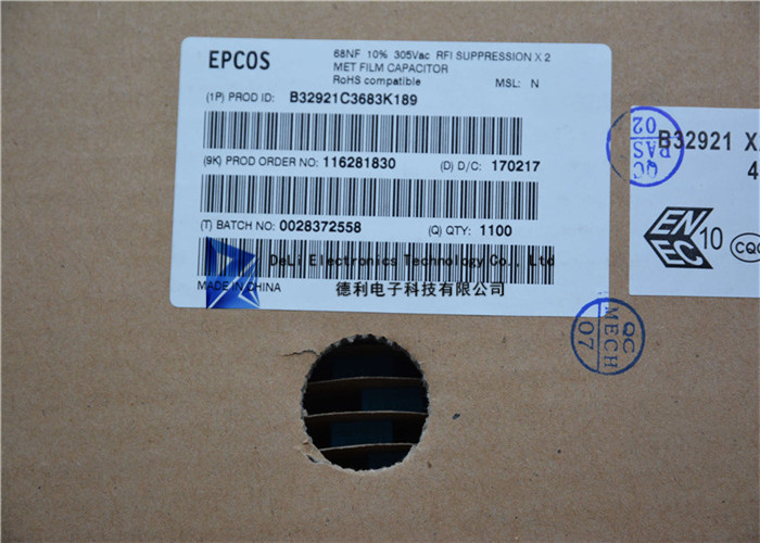 0.068µF Emi Suppression Capacitors 305V 630V Radial Polypropylene Film B32921C3683K189
