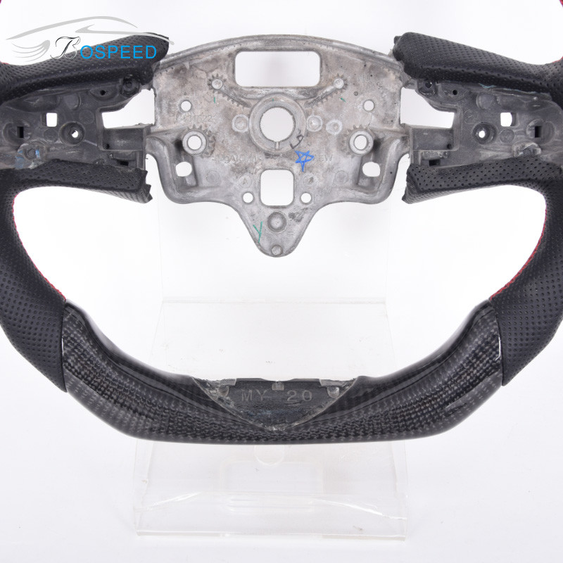 Custom Carbon Fiber Leather CT5 Cadillac Steering Wheel Sports Car Yellow Stripe
