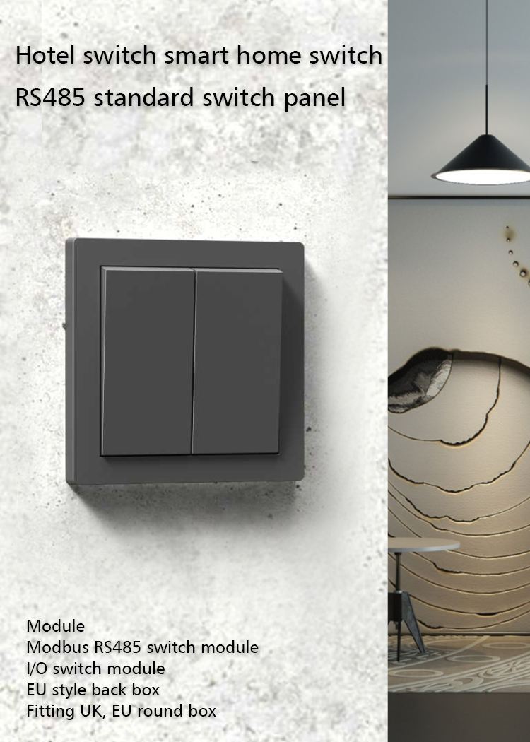 86mm Modbus Wall Switch , Home Lighting Switches Two Gang Push Button
