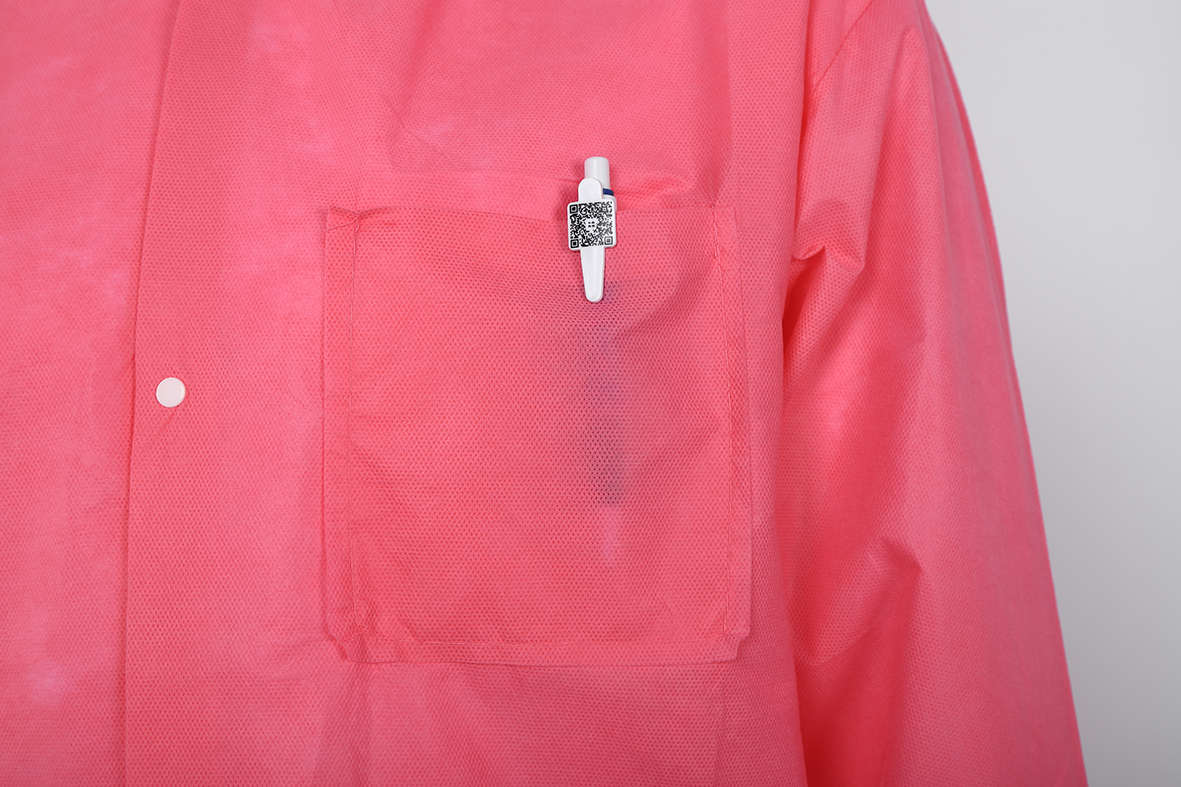 Disposable Lab Coat Nonwoven Lab Jackets with Knitted Collar and Cuff Lab uniform
