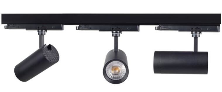 Black Aluminum 10w LED Track Spotlights With Rotatable Base , Cob LED Track Light