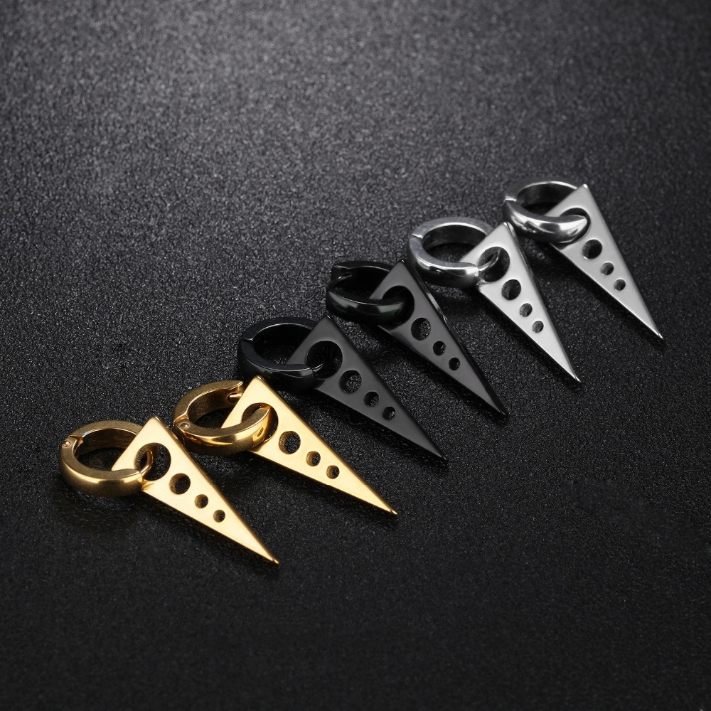 Wholesale Men's Fashion Jewelry Stainless Steel Triangle Hoop Earring