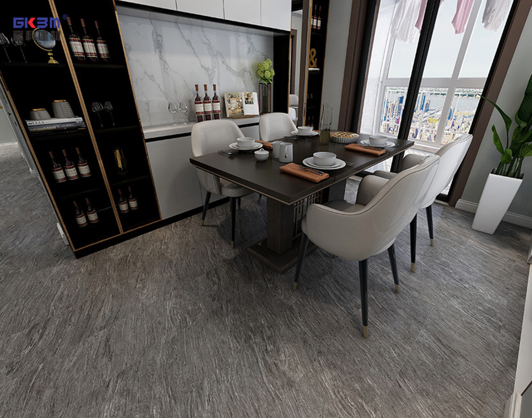 Black Quartz Stone SPC Composite Flooring 5mm 4mm GKBM Greenpy MJ-S6014