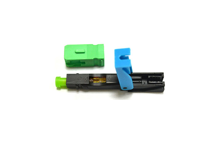 Green Fiber Optic Fast Connector 52mm Fiber Optic SC Connector For 2 X 3mm Drop Cables