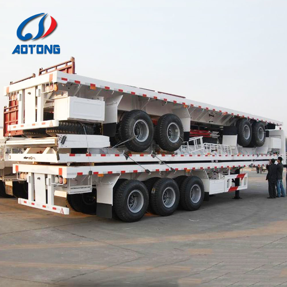 20ft 40ft Container Transport Flat Bed Trailer 3 Axle Flatbed Semi Trailer Moving Shipping