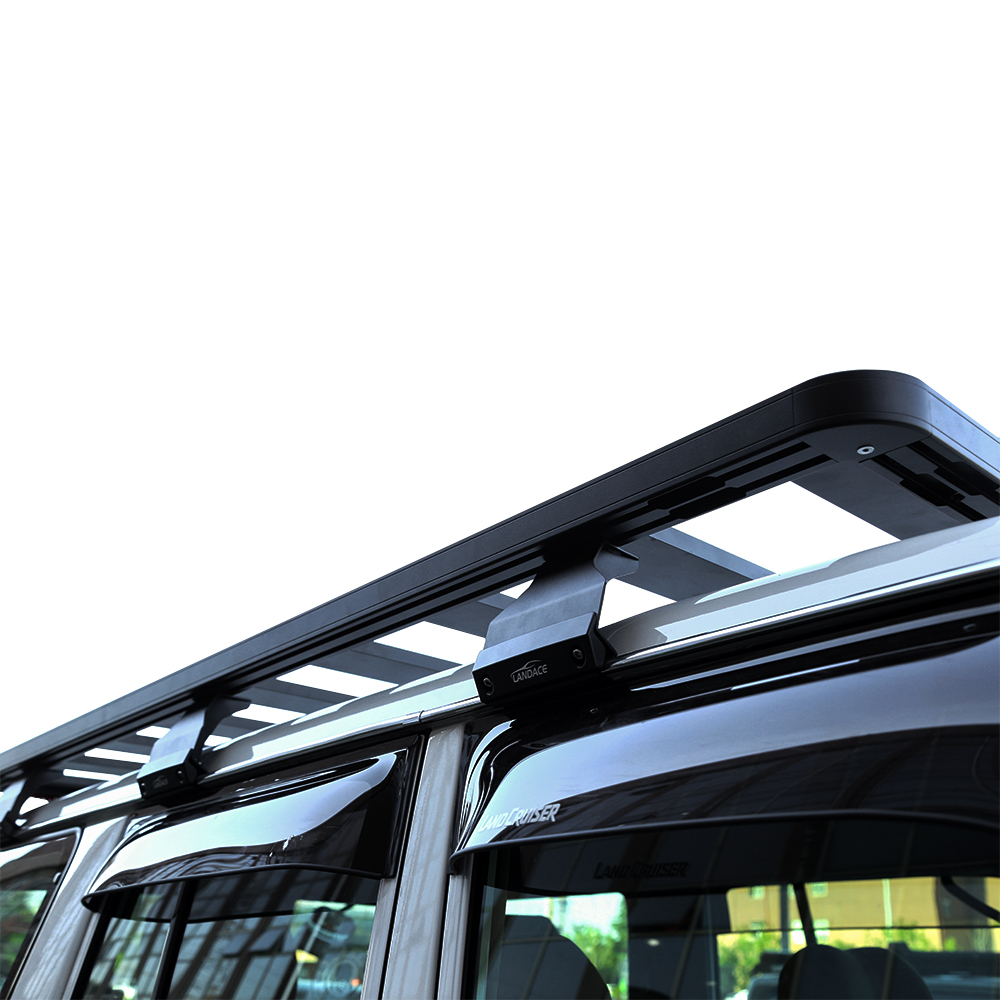 Toyota LC76 Land Cruiser Flat Roof Rack with AL6063 SS304 Material and Gutter Mounts