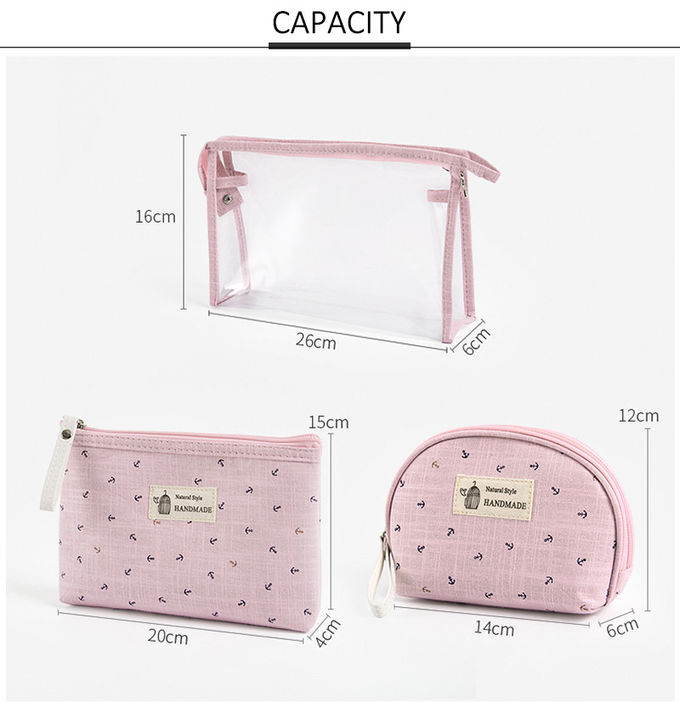 Lady Private Label Waterproof Portable Pink Cosmetic Bag Sets