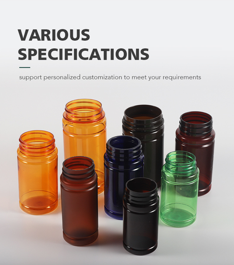 Pharmaceutical Packaging Tablet Medicine Bottle with Tamper-Proof Cap Label BPA Free Empty PetBrown Plastic Pill Bottle Seal