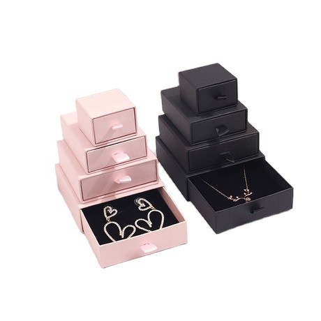 CMYK Printing Cardboard Jewelry Drawer Box With Ribbon
