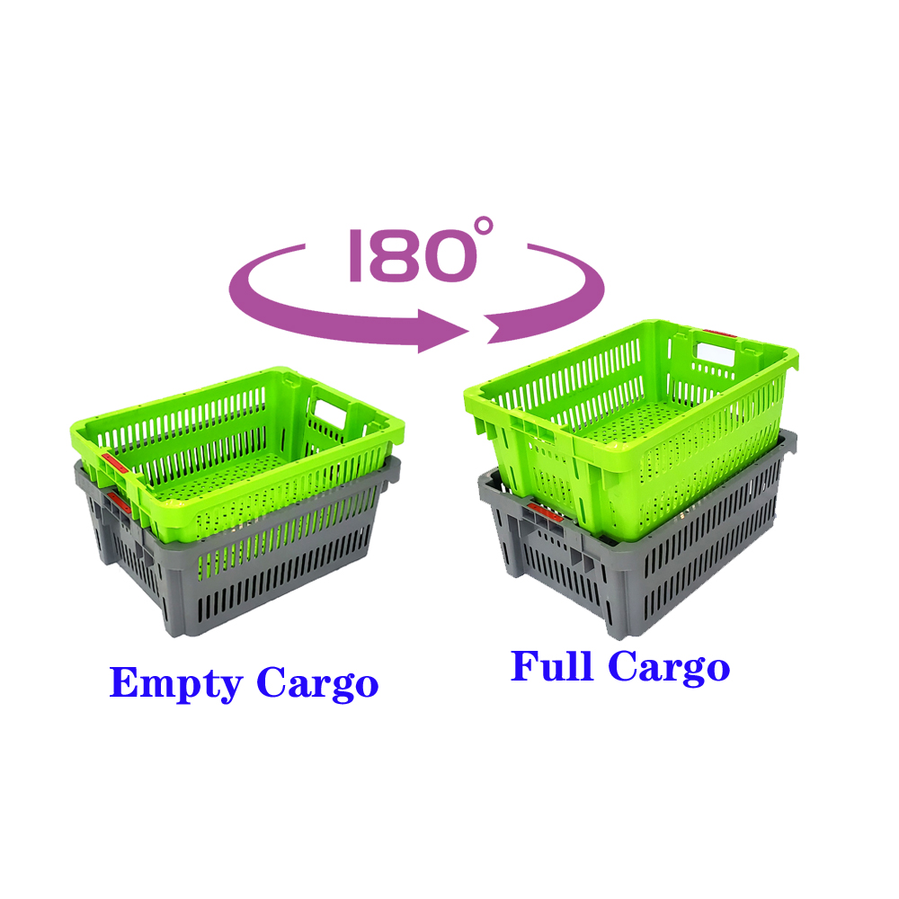 Colorful Agricultural Perforated Plastic Moving Turnover Nestable Crate Stackable Plastic Basket