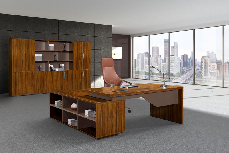 One Step Office Desk With Filing Cabinet , Executive Office Desk Strong Wearability