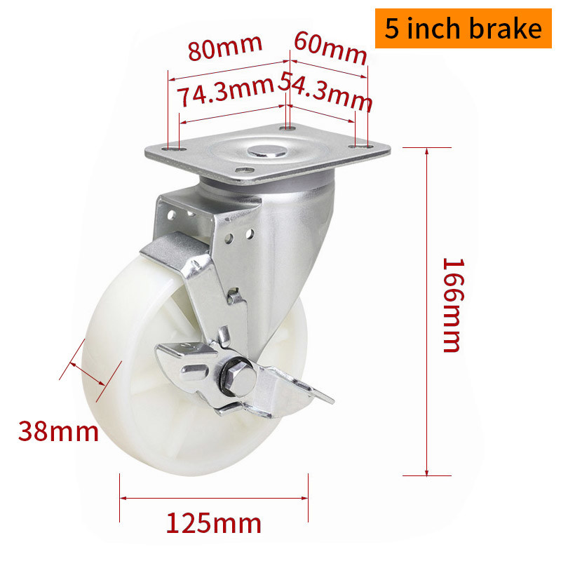 EDL‌ Medium Duty 5inch Caster TPA Plate by Rigid , Swivel and Brake Type 250kg 665P-26