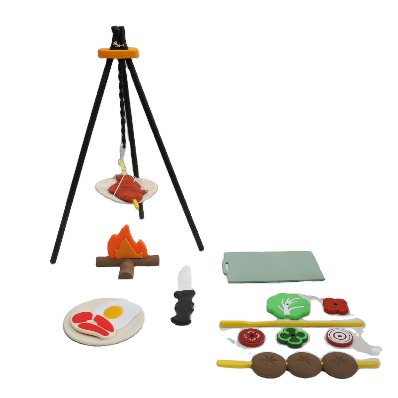 BBQ Barbecue Kitchen Toy Set with Pretend Smoke Kitchen Accessories Play Food Toy for Pretend Play Cooking for Kids